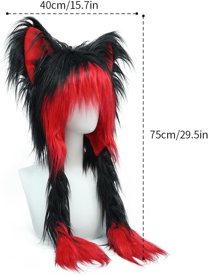 JUNBOON Cute Plush Cat Hat Fluffy Ear Headwear Winter Warm Earmuffs Head Mask Halloween Cosplay Accessory - Image 1
